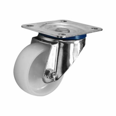 Heavy Duty Industrial Castor - Swivel - 80kg Max Weight - 80mm Diameter - White