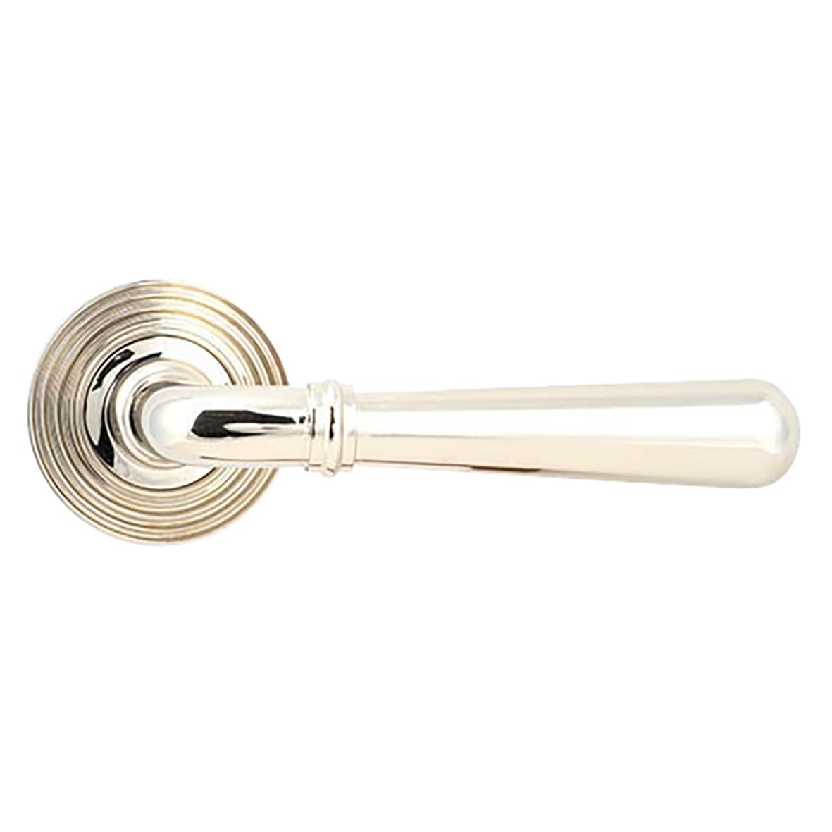Polished Nickel Door Handles on Round Beehive Rose - Newbury Range