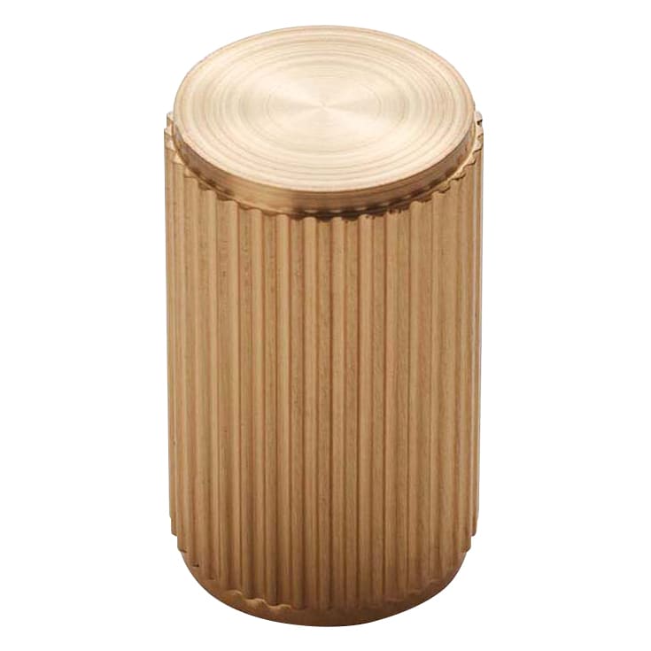 Lines Cylinder Cabinet Knob - 18mm Diameter - Satin Brass