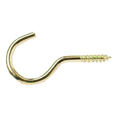 Unshouldered Cup Hook - 25mm Hook - Electro Brass - Pack of 10