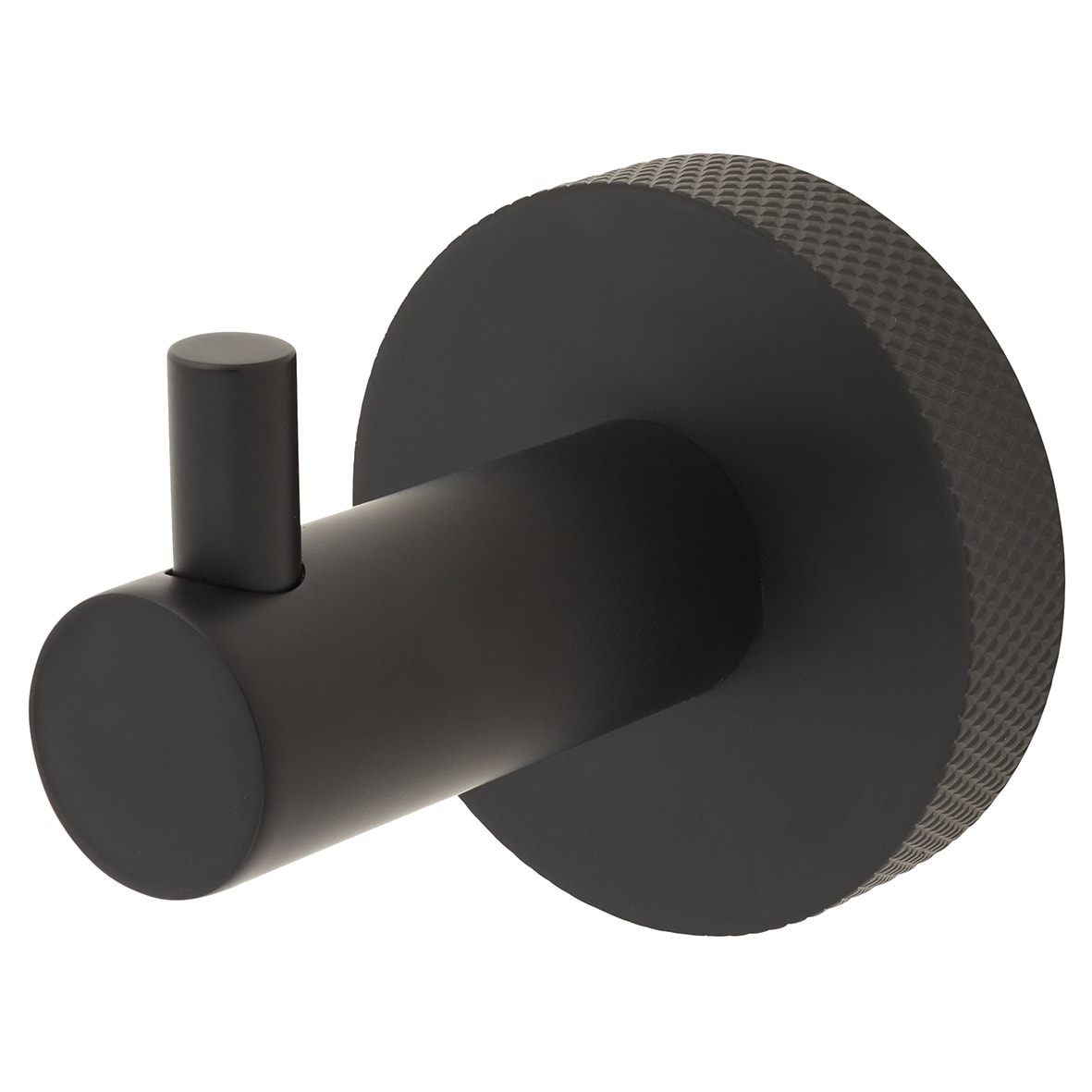 Knurled Robe Hook - 57 x 30 x 60mm - Matt Black