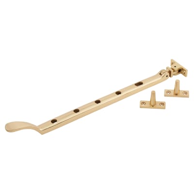Victorian Casement Window Stay - 12"/300mm Length - Polished Brass