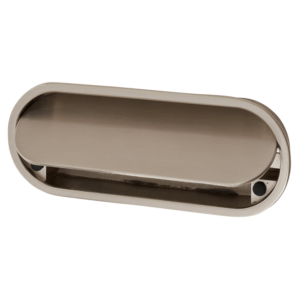 Eccles Oval Flush Cabinet Pull Handle - 117 x 47mm - Satin Nickel