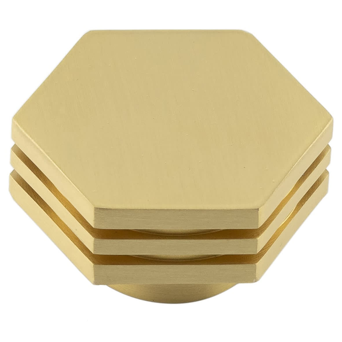 Nile Hex Cabinet Knob - 40mm Diameter - Satin Brass