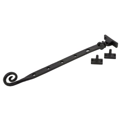 Curly Tail Casement Window Stay - 12"/300mm Length - Antique Black Iron