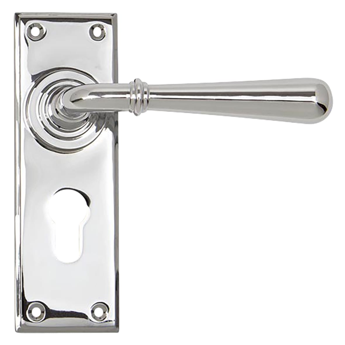 Polished Chrome Euro Lock Door Handles - Newbury Range - 152 x 50mm