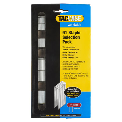91 Series Staples - Selection Pack (15, 20, 25, 30mm Length) - Galvanised - Pack of 2800