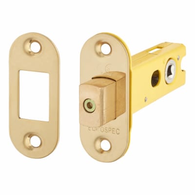 5mm Bolt Through Tubular Bathroom Deadbolt - 76mm Case - 57mm Backset - Radius - PVD Brass