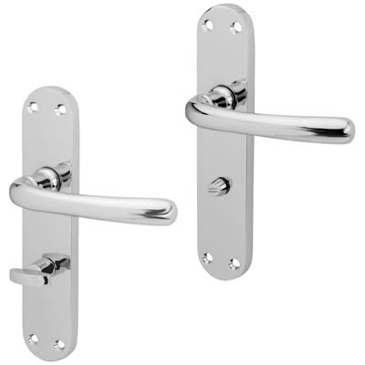 Polished Chrome Bathroom Door Handles - Sassari Range - 182 x 39mm