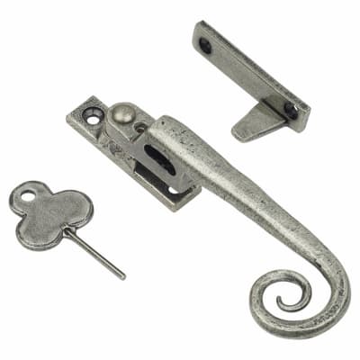 Locking Night Vent Casement Window Fastener - Left Hand - Pewter