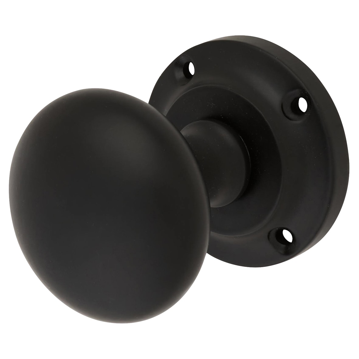 Matt Black Victorian Mortice Door Knob - 57mm Rose Diameter