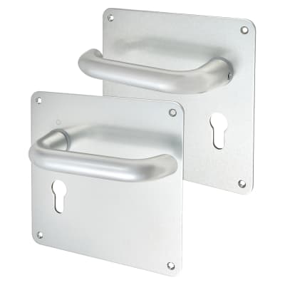 Satin Aluminium 20mm Return to Door Euro Lock Door Handles - 160 x 160mm