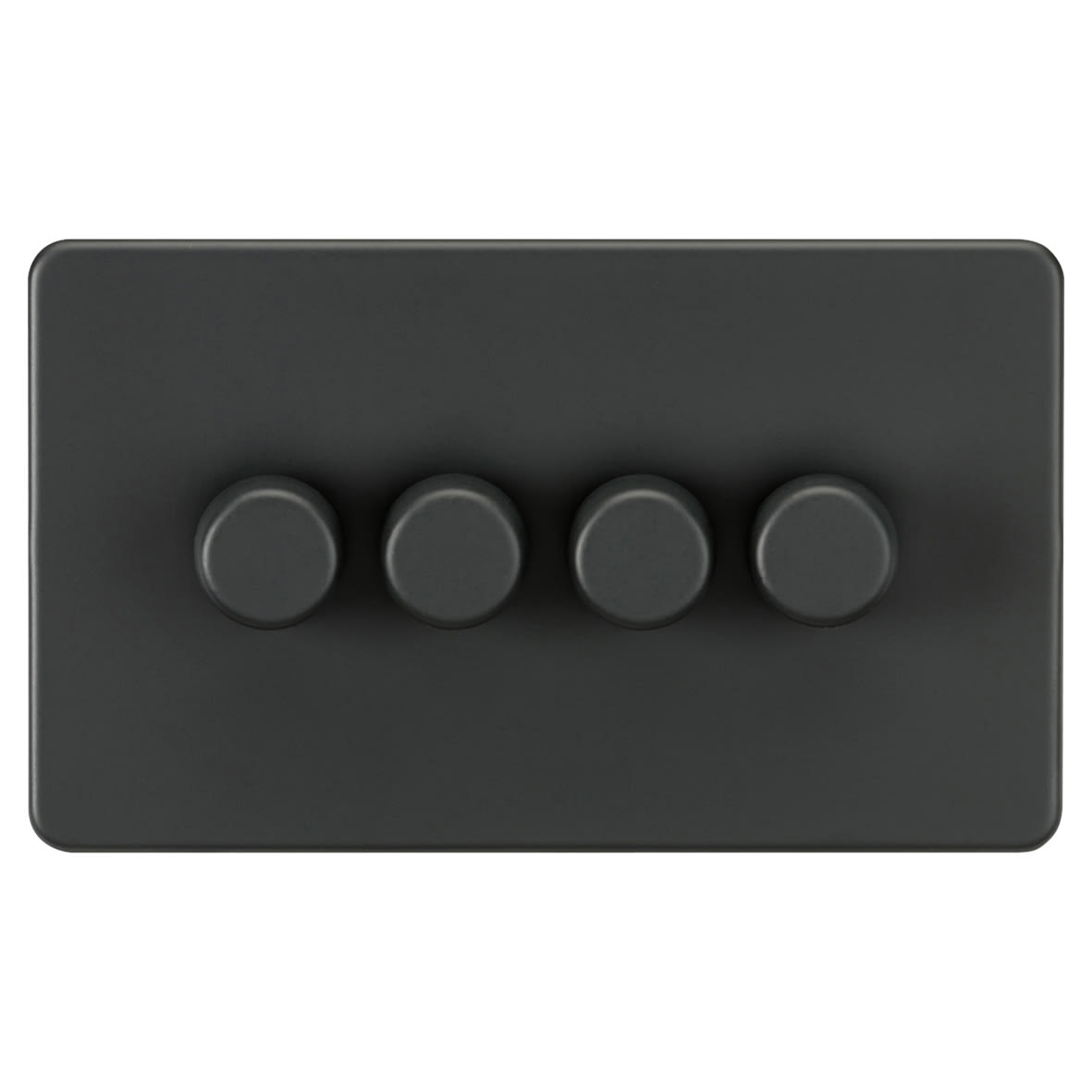 5 - 150W 4 Gang 2 Way Push On/Off Rotary Intelligent LED Dimmer Switch - Anthracite