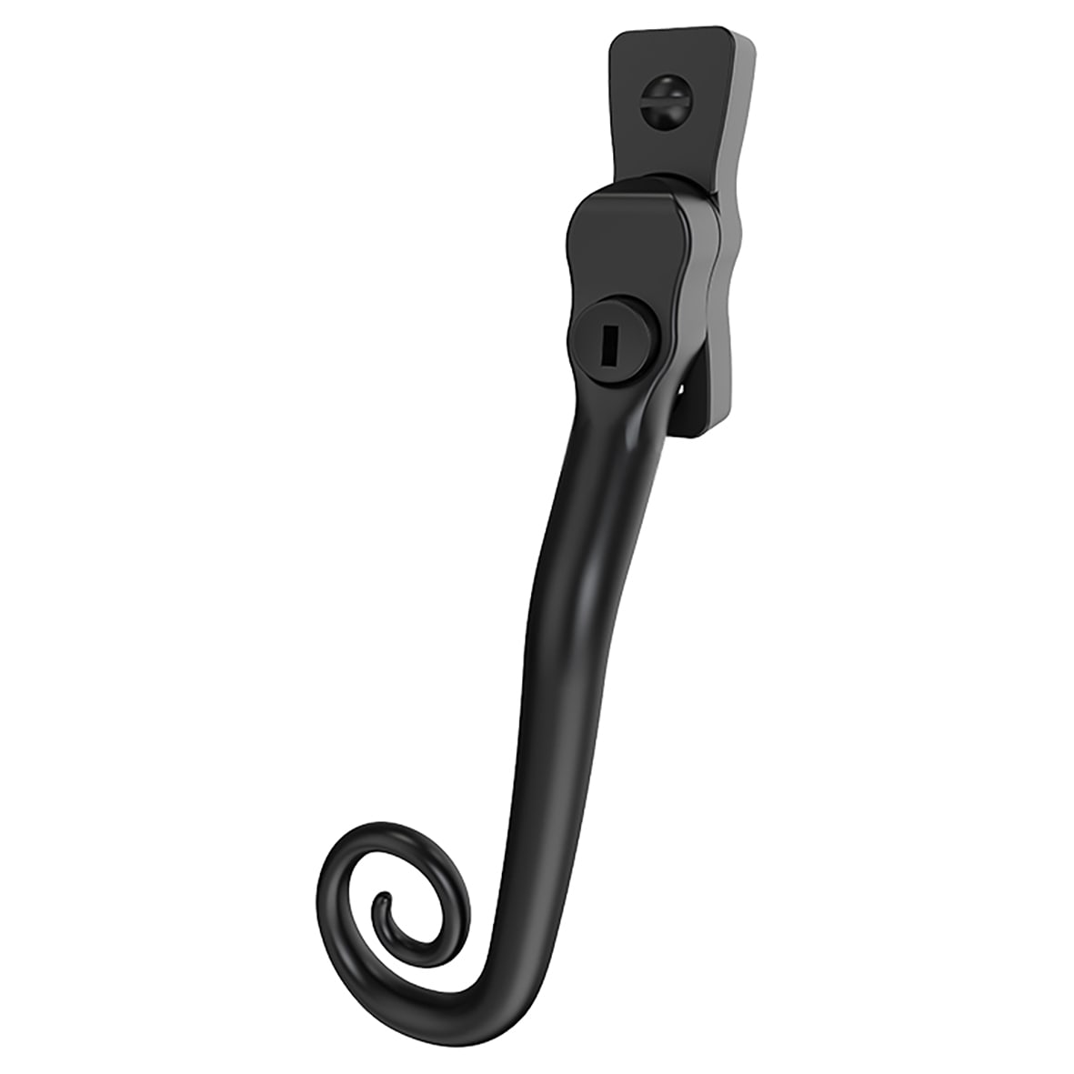 Heritage Monkey Tail Locking Espagnolette Casement Window Handle - Left Hand - Matt Black