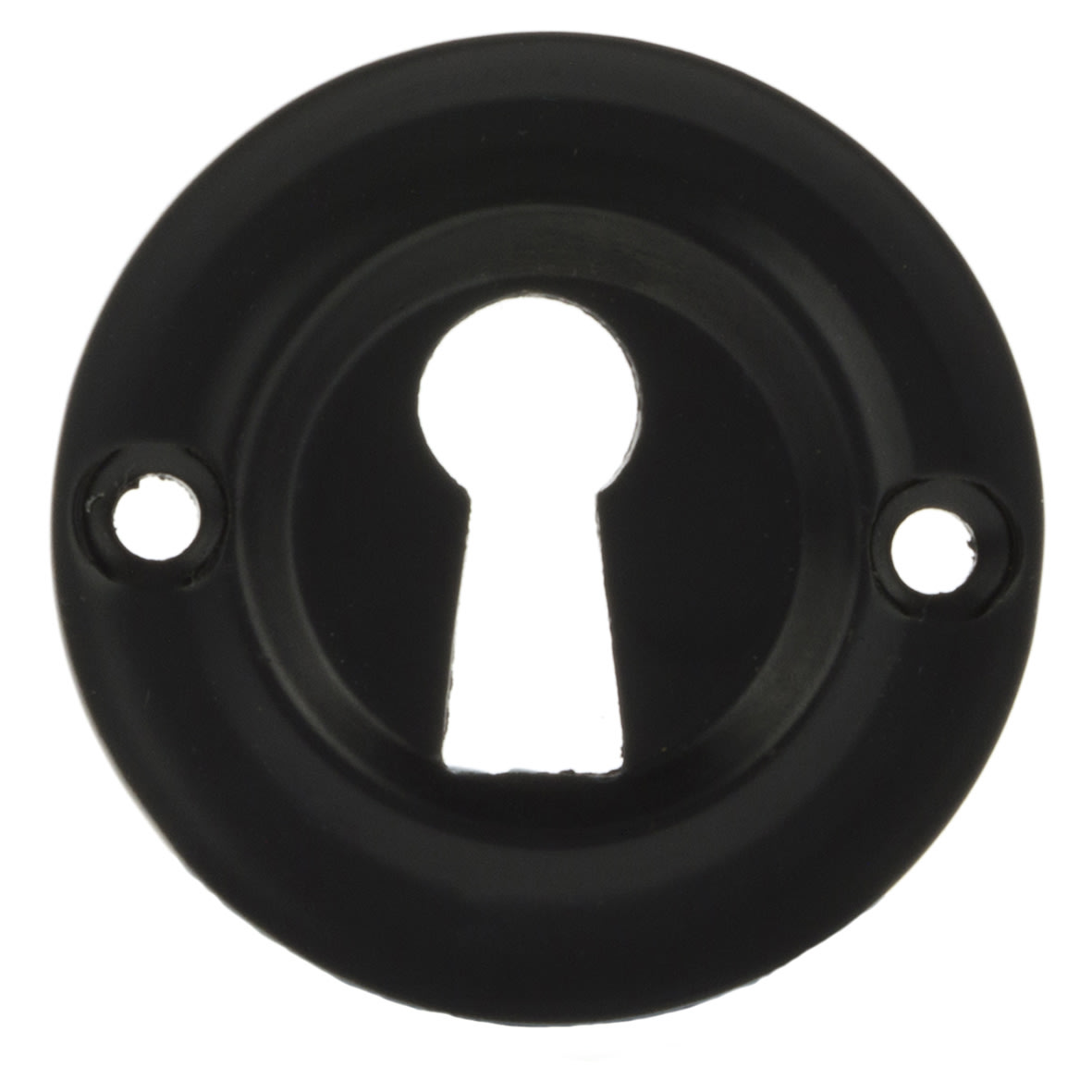 Old English Escutcheon - 42mm Diameter - Keyhole - Matt Black - Pair