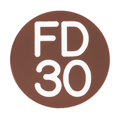 Fire Door Sign - Self Adhesive - 25mm Diameter - Rigid Plastic - Brown