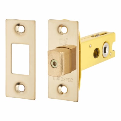 5mm Bolt Through Tubular Bathroom Deadbolt - 76mm Case - 57mm Backset - Square - PVD Brass