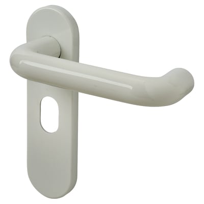Diamond White Nylon Steel Core Safety Oval Door Handles - 48.5mm c/c - Paris Range