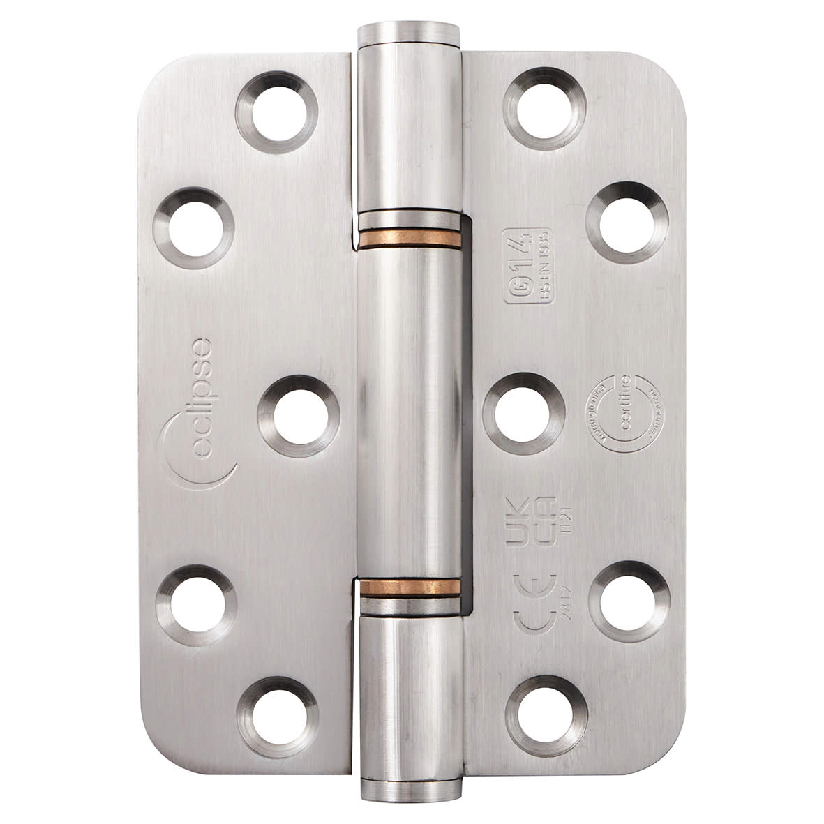 Radius Thrust Bearing Grade 14 Butt Fire Door Hinge - 102 x 76 x 3mm - Sat Stainless - Pair