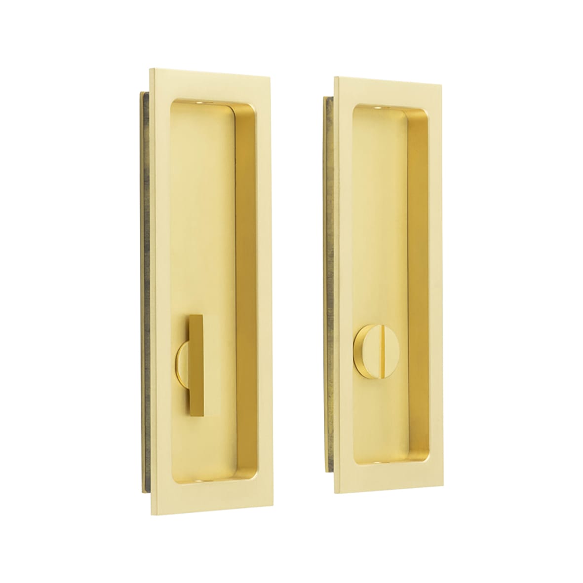 Rectangular Flush Privacy Handle Set - 150mm - Satin Brass