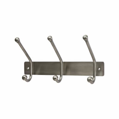 Hat & Coat Hook Rail - 250 x 40mm - 3 Hooks - Satin Stainless Steel