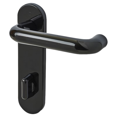 Ebony Black Nylon Steel Core Safety Bathroom Door Handles - 78mm c/c - Paris Range