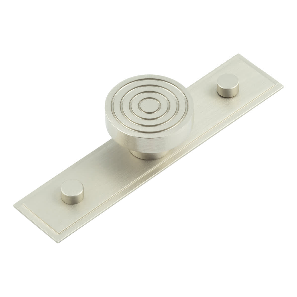 Murray Round Cabinet Knob on Stepped Backplate - 40mm Diameter - Satin Nickel
