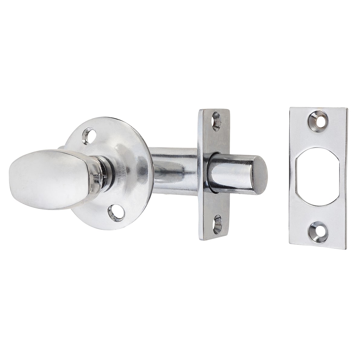 British Pattern Door Rack Bolt & Oval Turn - Polished Chrome 044412P
