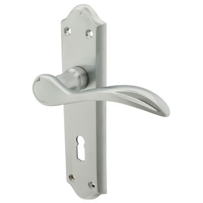Satin Chrome Scroll Keyhole Lock Door Handles - Madrid Range - 180 x 45mm