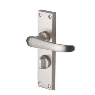 Marcus Satin Nickel Privacy Door - Short Plate - Windsor Range - 119 x 40mm