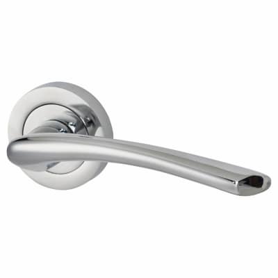 Polished Chrome Door Handles on Round Rose - Rimini Range