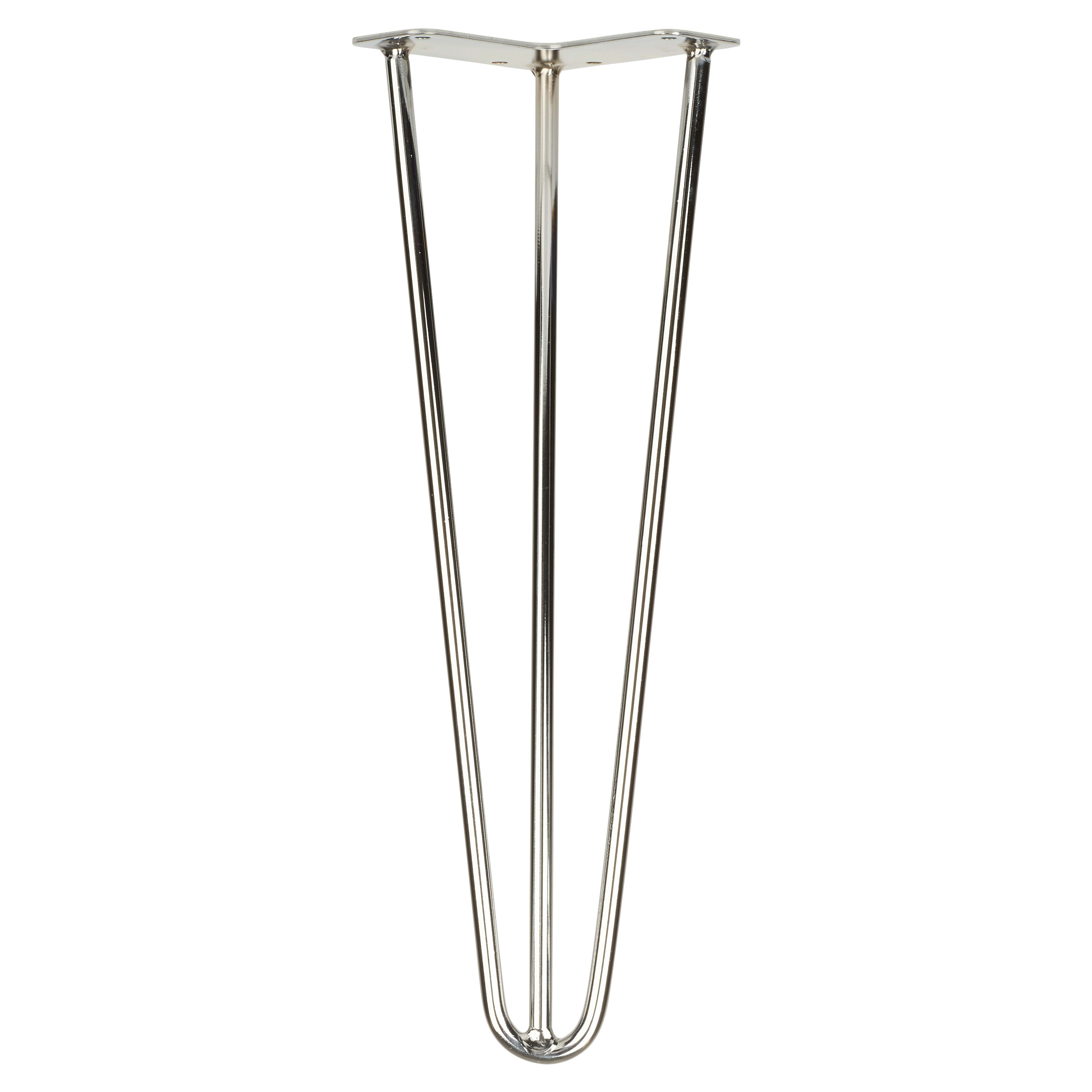 Hairpin Leg - 3 Pin - 400mm Height - Chrome - Pair