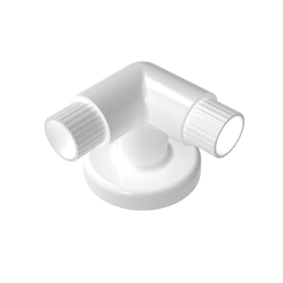 Modular Fluted Hand Rail - 82 x 36 x 85mm - 90° Wall Fixed Elbow Joint - White