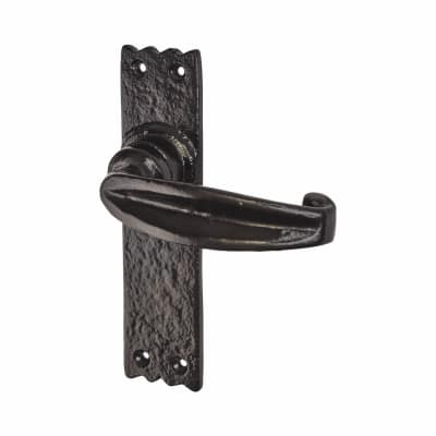 Metalized Antique Black Iron Tudor Latch Door Handles - 152 x 38mm
