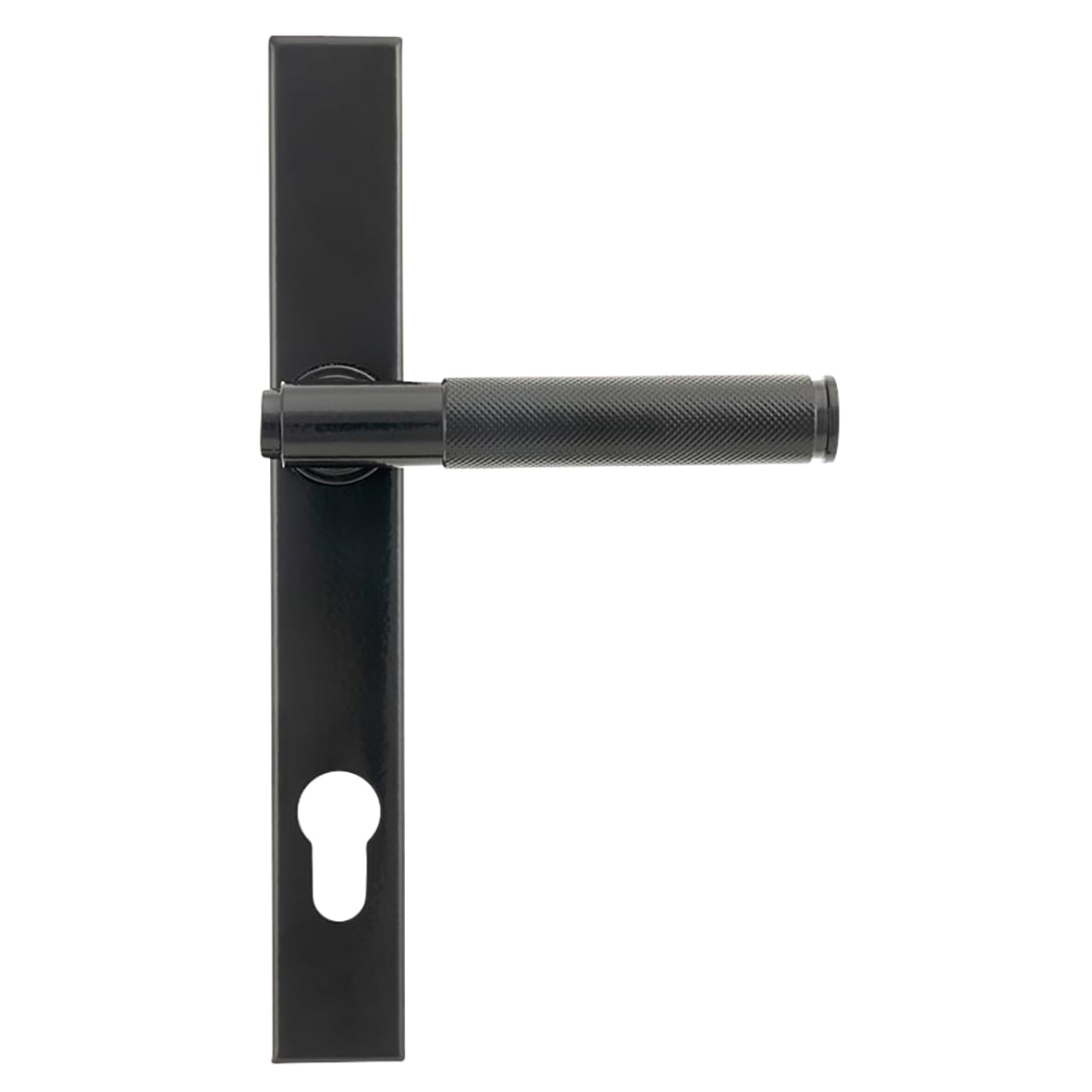 Black uPVC Slimline Knurled Multipoint Door Handles - 92mm c/c - Brompton Range