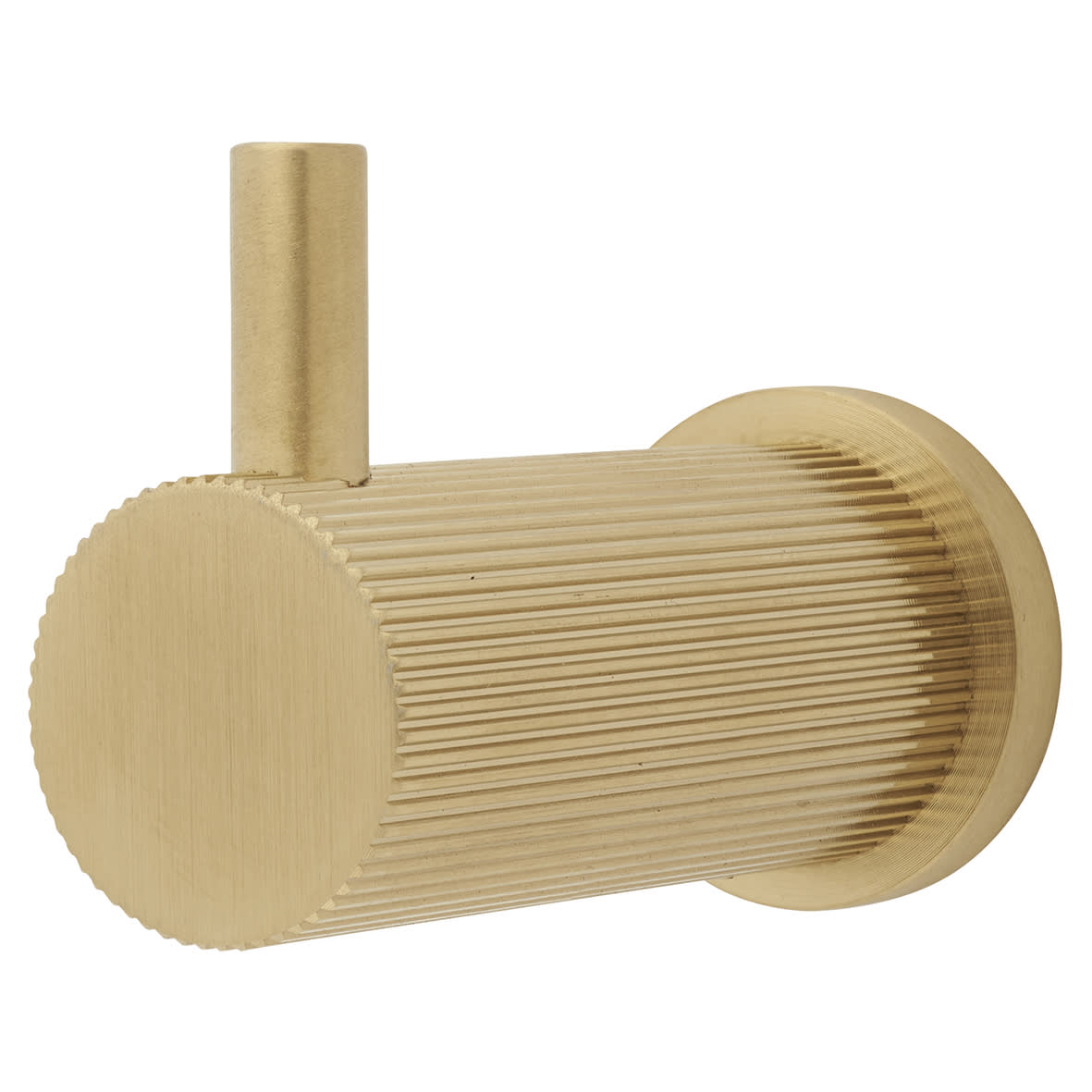 Brunel Diamond Reeded Single Coat Hook - 48 x 25mm - PVD Satin Brass
