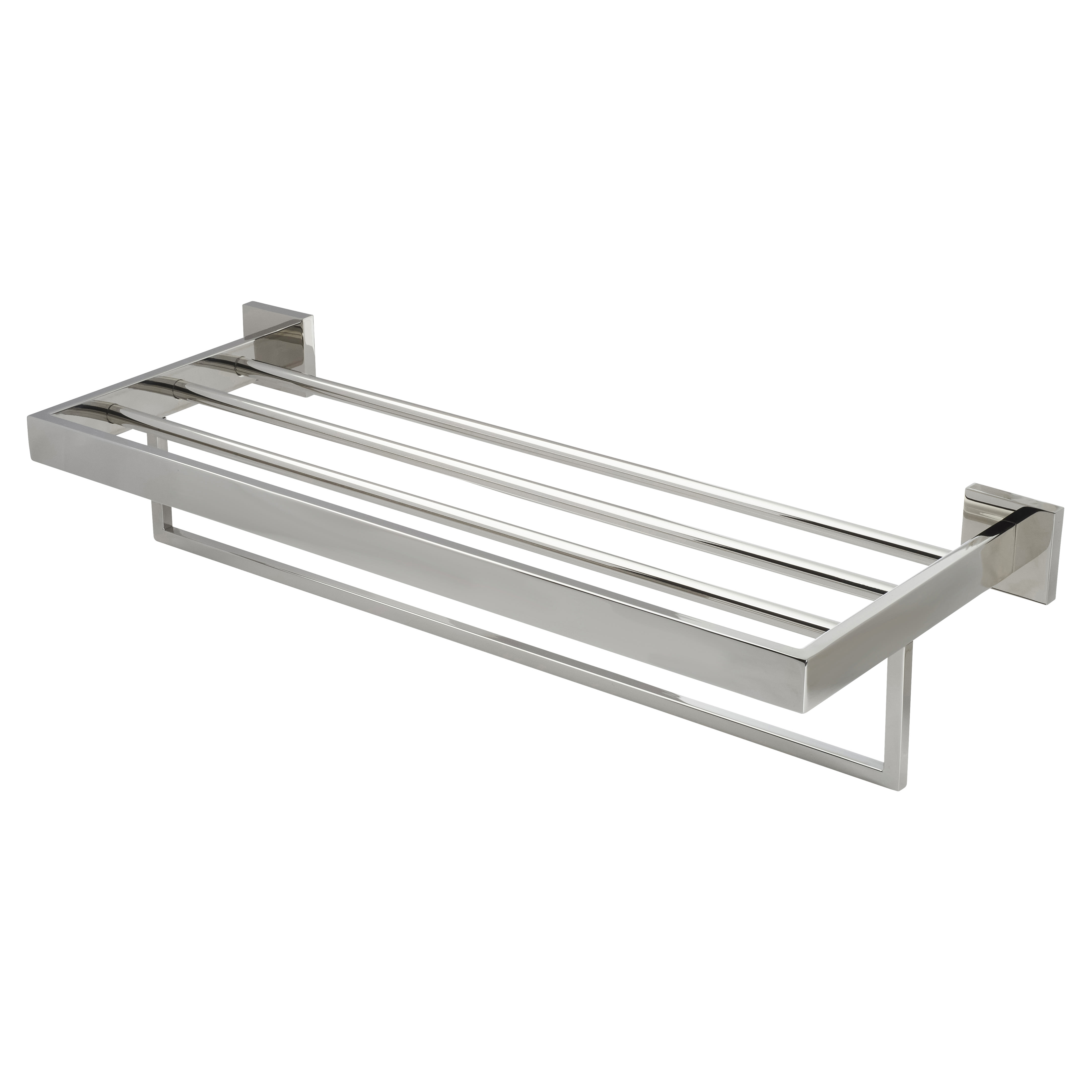 Modern Towel Shelf - 600 x 130 x 220mm - Polished Stainless Steel