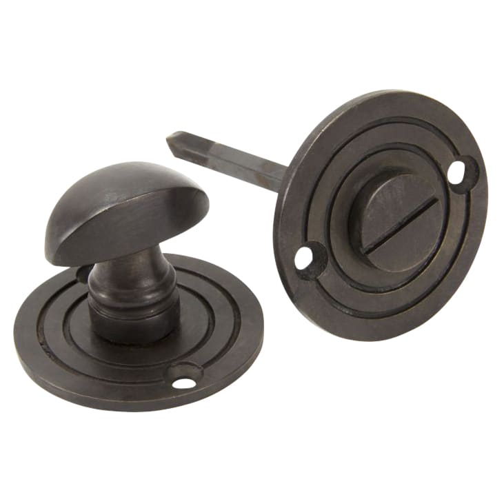 Reeded Bathroom Turn & Release - 50mm Diameter - Aged Bronze