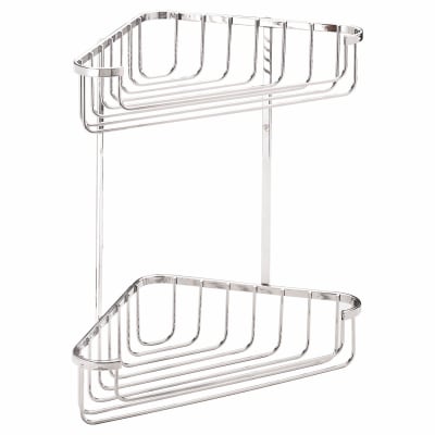 Wirework Medium Corner Shower Basket - Two Tier - 320 x 250 x 150mm - Mild Steel