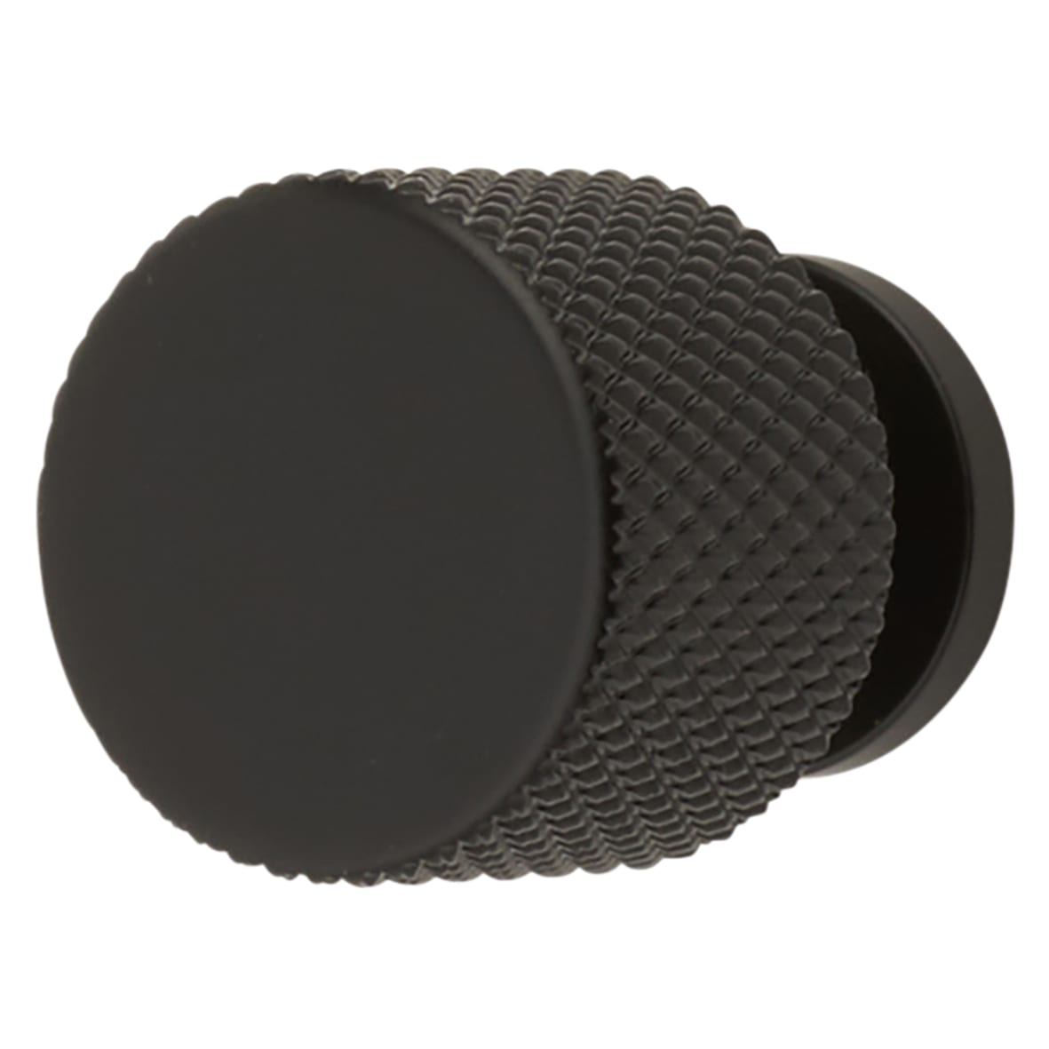 Romsey Knurled Round Cabinet Knob - 19mm Diameter - Matt Black