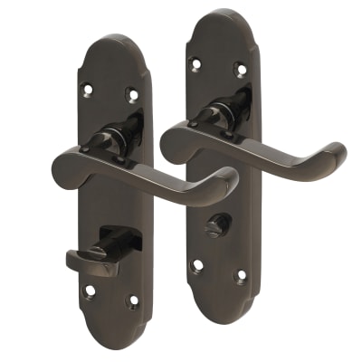 Black Nickel Victorian Summer Scroll Bathroom Door Handles - 168 x 40mm