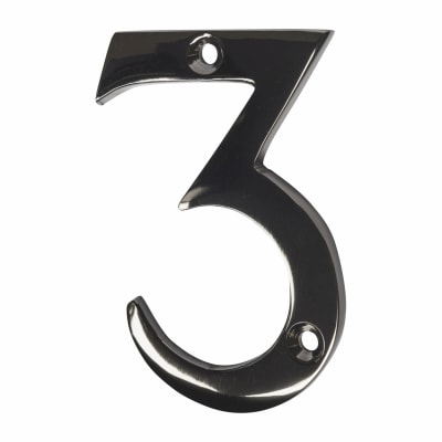 76mm Screw Fix Door Numeral - 3 - Black Nickel