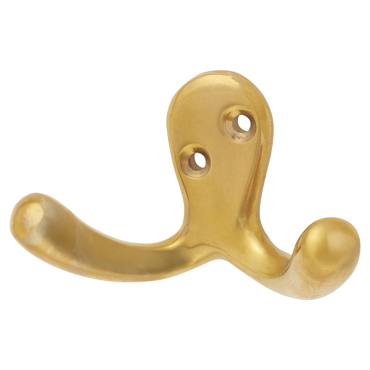 Victorian Double Coat Hook - 30 x 24mm - Polished Unlacquered Brass