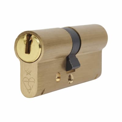 1 Star 6 Pin Kitemarked 75mm Euro Double Cylinder - 35 + 40mm - Polished Brass - Keyed to Differ