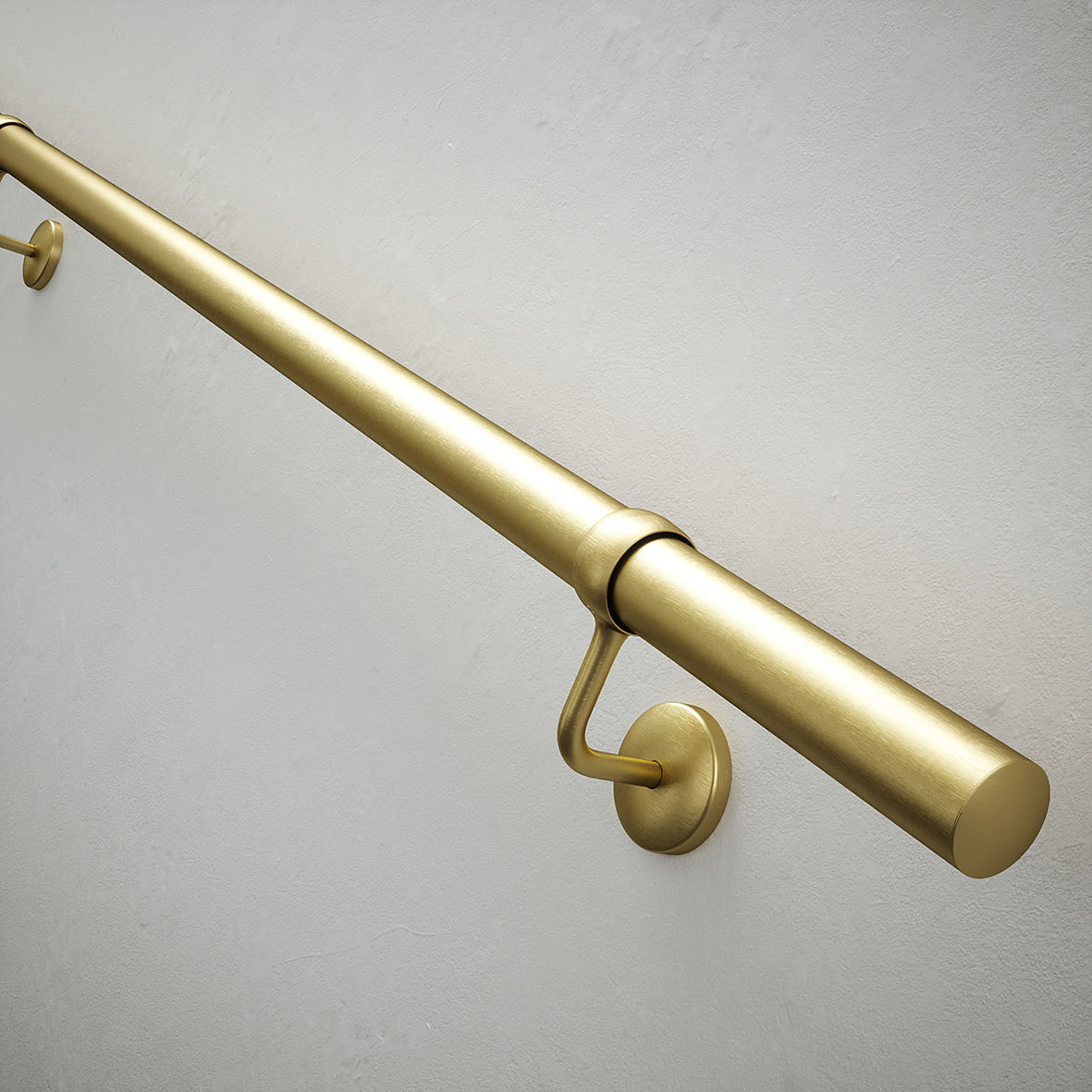 40mm Handrail Banister Staircase Rail Support Kit - 3600mm Length - Satin Brass