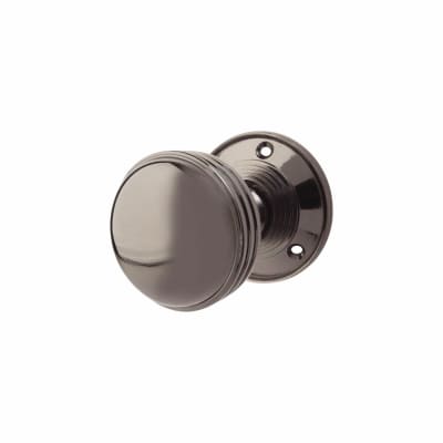 Black Nickel Ringed Mortice Door Knob - 65mm Rose Diameter