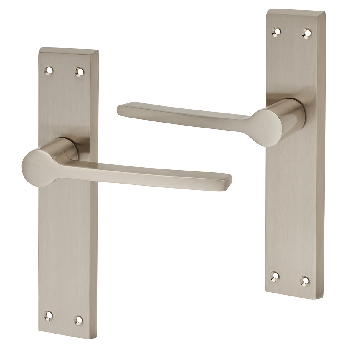 Satin Nickel Latch Door Handles - Farley Range - 200 x 42mm