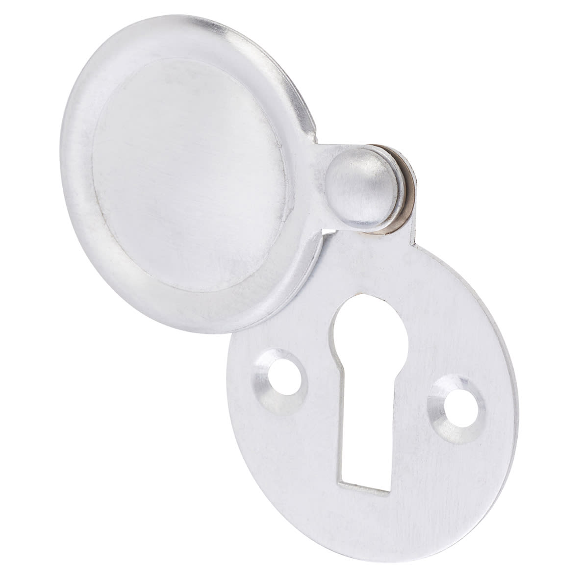Victorian Covered Escutcheon - 32mm Diameter - Keyhole - Satin Chrome