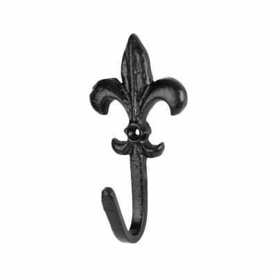 Cottage Style Single Coat Hook - 88 x 48mm - Antique Black Iron