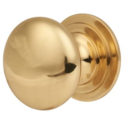 Victorian Turned Round Cabinet Knob - 38mm Diameter - Polished Brass